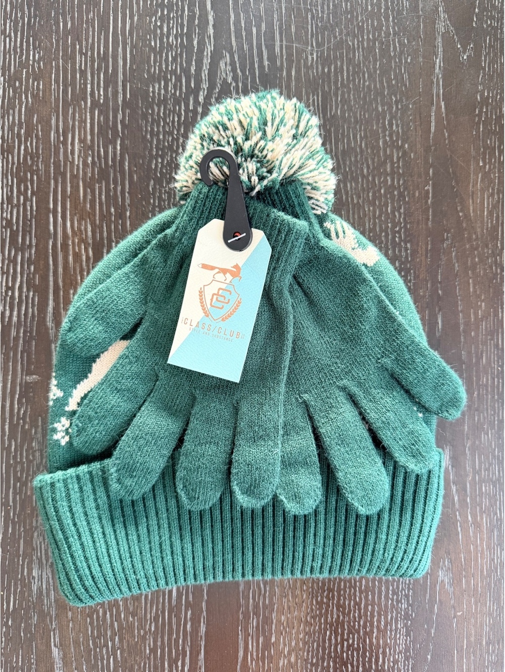 Class Club Little & Big Boys' Fair Isle Beanie and Gloves - Green
